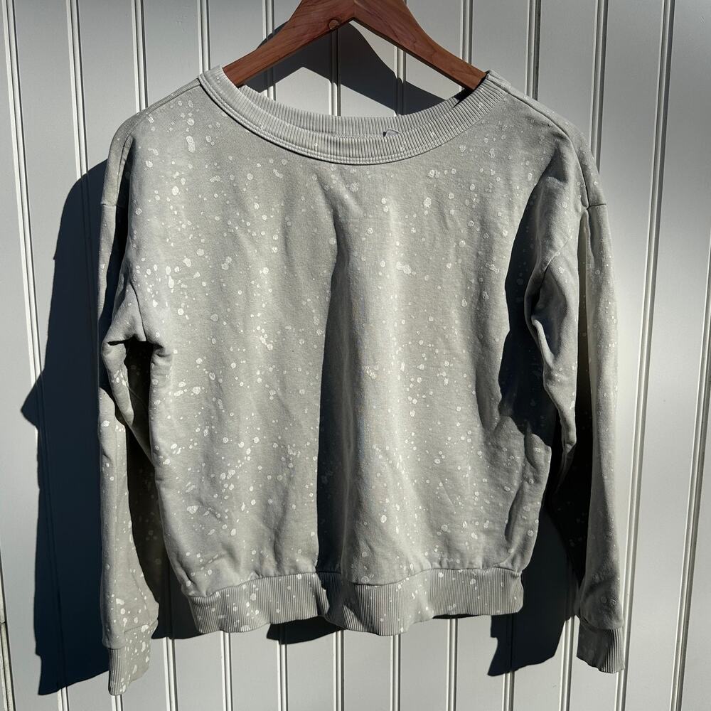 Jungmaven Womens Paint Splatter Sweatshirt Greige White Small EUC Hemp Cotton